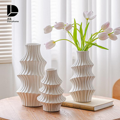 花瓶擺件客廳插花輕奢陶瓷干花創意高級感小眾水培白色水養鮮花大