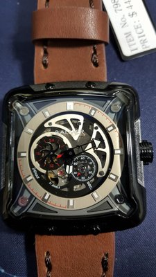【成吉思汗精品】BALMER 賓馬王 方型錶鏤空機械錶型號賓馬藍寶石鏡面7982