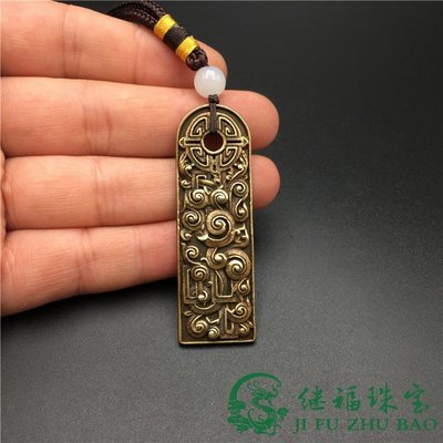 實心黃銅包漿銅雕紋飾銅牌掛件龍紋圖騰鑰匙扣包掛仿古小銅件古玩