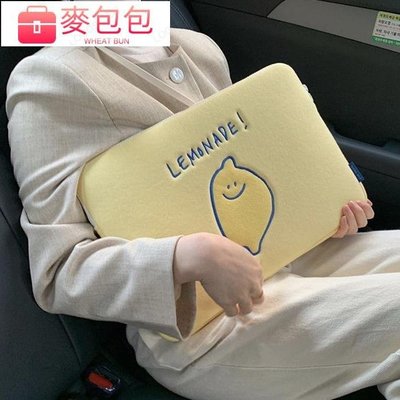 多款式 韓國ins小眾設計筆電包 可愛小熊檸檬刺繡筆電包pro13內袋多尺寸ipad平板收納包11寸--麥包包