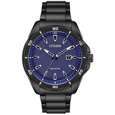 CITIZEN 星辰 光動能簡約運動風手錶-藍x黑(AW1585-55L)