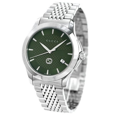 GUCCI YA1264108 古馳 手錶 40mm 綠色面盤 不鏽鋼錶帶 女錶 男錶