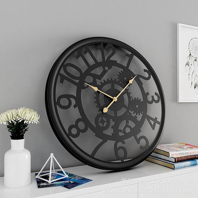 時鐘 新款復古鐵藝齒輪掛鐘 客廳鐘錶咖啡廳酒吧裝飾壁鐘