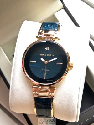 Anne Klein手錶時尚精品錶款，編號:AN00136,深藍色錶面金藍色金屬琺瑯錶帶款
