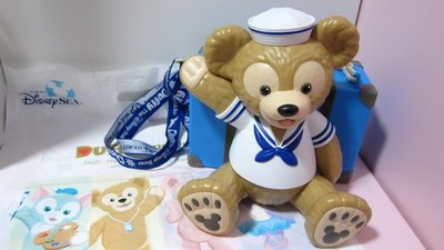 日本東京迪士尼海洋樂園限定款Tokyo Disney Sea水手服達菲熊DUFFY旅行行李箱立體背帶爆米花桶收納盒置物桶