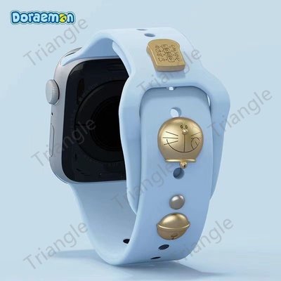 適用於iwatch8錶帶 iwatch7 6 5 4錶帶 哆啦A夢 Apple Watch錶帶高性能氟橡膠材料 柔軟親膚