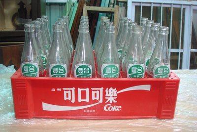 庄腳柑仔店~早期台豐汽水350cc飲料玻璃空瓶搭可口可樂箱24瓶裝