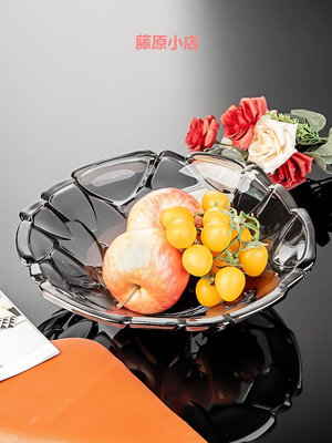 現代歐式水晶玻璃高腳果盤輕奢家用客廳茶幾水果盤干果零食擺放盤