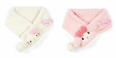 ♥小花花日本精品♥Hello Kitty 美樂蒂 三麗鷗 兒童造型圍巾 絨毛 保暖圍巾 短圍巾~3