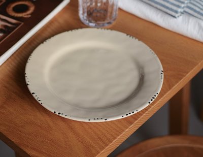 淡米色陶瓷做舊圓盤  陶瓷菜盤 家常菜盤 鄉村風 米黃色 點心盤 西餐盤 牛排盤【小雜貨】