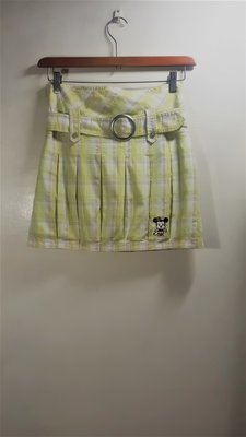 ※蜜彩BABY熊※專櫃Disney淺綠色格紋米妮腰帶短裙