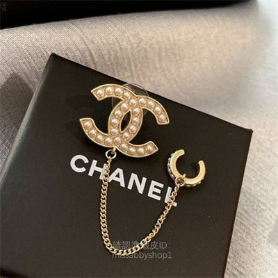 【二手正品】 Chanel 香奈兒 耳環 21年新款 CC鏈條 耳骨夾 耳釘 雙C耳環 喜歡火爆