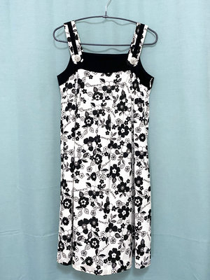 CLATHAS 日本 專櫃 黑白 花朵 無袖 吊帶 洋裝