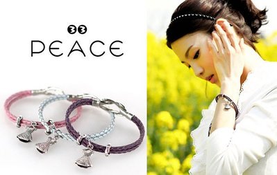 【PEACE33】韓國空運。髮飾飾品 小洋裝吊墜 雙圈皮質繩索磁釦手鐲/手鍊/手環。現貨優惠