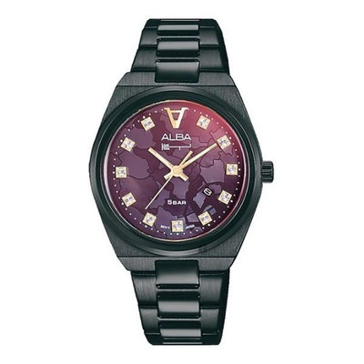 「官方授權」ALBA雅柏 女 時尚黑框紅面 石英腕錶 (AH7Y41X1) 32mm