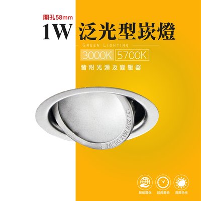 台灣製造 LED 1W 崁燈 嵌燈 泛光型 投射燈 投光燈 櫥櫃燈 室內燈 櫥窗展示 商業照明 重點照明