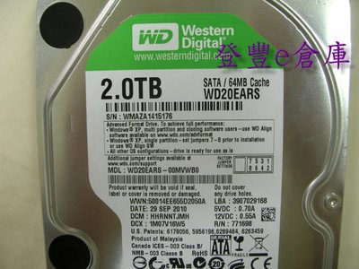 【登豐e倉庫】 YF402 WD20EARS-00MVWB0 2TB SATA2 硬碟