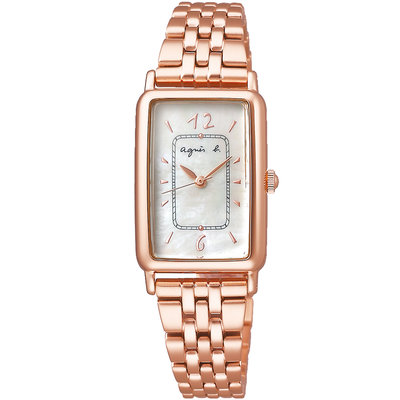 【agnes b.】法式珍珠貝面氣質腕錶-玫瑰金(VC01-KYT0K/BX2006X1)限量搶購一只