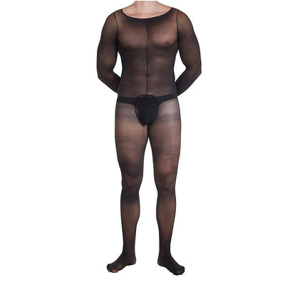 【情趣樂園】男士超薄性感絲襪男連身衣情侶透明連身襪jj套3D啞光面膜騷氣