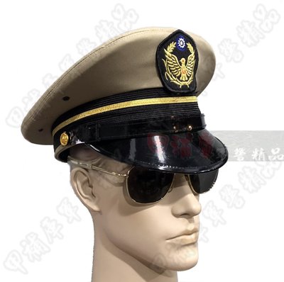 《甲補庫》__中華民國舊款早期卡其色police警察大盤帽～可客製化/卡奇軍裝警察帽