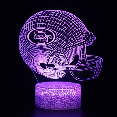 [現貨]美式足球頭盔3D視覺立體燈 NFL舊金山49人 SF 49ers七彩漸變氣氛 觸摸開關 橄欖球錯覺小夜燈創意禮物