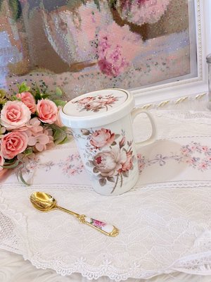 粉紅玫瑰精品屋～🌷ROYAL ARDEN素雅玫瑰馬克蓋杯🌷