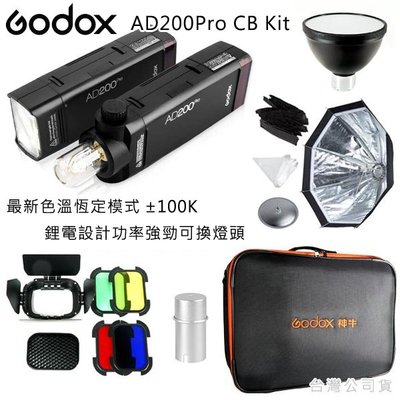 EGE 一番購】GODOX【AD200Pro CB Kit】超值套裝組 外拍棚燈 閃光燈 兩用設計攜帶方便【公司貨】