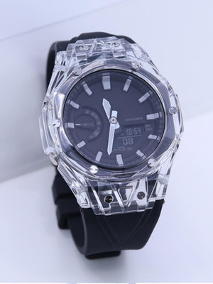 代用錶帶 鋼帶 皮錶帶 適用于GA-2100/GA-2110/GA-B2100硅膠錶帶高透冰川透明錶殼改裝件