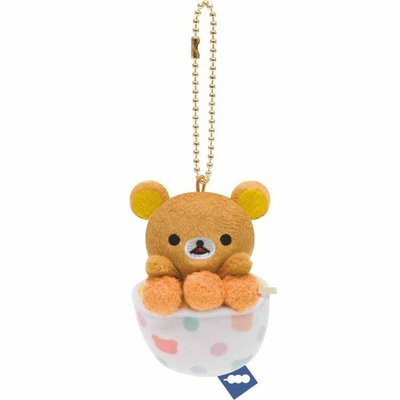 【唯愛日本】16082700050 絨毛娃鎖圈-茶屋丸子懶熊 SAN-X 懶懶熊 拉拉熊 鑰匙圈 吊飾