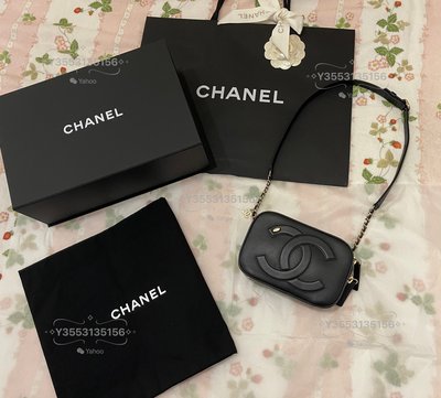 時尚萬歲 Chanel 超美真品黑色羊皮相機包 腰包 胸口包不是小廢包