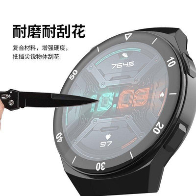 新品促銷 華為watchGT2E手錶保護膜高清玻璃貼GT2E全屏3D曲面刻度防爆柔性軟膜防刮花防指紋GT2E手環充電器