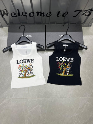 Leann代購~LOEWE 羅意威 24夏季新款樹熊貓刺繡針織衫無袖馬甲背心顯瘦套頭時尚上衣