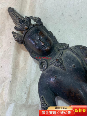 【二手】清代 尼泊爾風格觀音 材質為青銅 高約31cm 尼泊爾老佛像 收藏 尼泊爾 古玩【財神到】-555