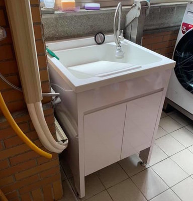 《優亞衛浴精品》50cm人造石洗衣槽附活動式洗衣板立柱型浴櫃