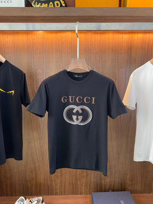 Gucci古奇  2024ss春夏高品質絲光棉短袖T恤【M-6XL可穿至230斤】頂級品質，當下最新工藝要求 NO97384