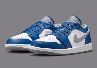 Nike Air Jordan 1 Low True Blue 白藍 灰勾 男子滑板鞋 553558-412