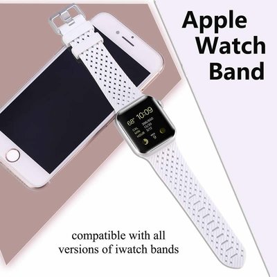 全館免運 批發價蘋果iwatch 5手錶多孔透氣矽膠錶帶Apple watch Series 4代3代2代1代矽膠運動表帶 可開發票