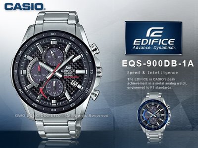 CASIO 手錶專賣店 EQS-900DB-1A EDIFICE 太陽能賽車三眼男錶 防水100米 EQS-900DB
