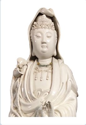 老收藏 中國陶瓷一級工藝美術大師 郭正濟 款 德化白瓷～大尊「觀音菩薩立像」（高：123公分）