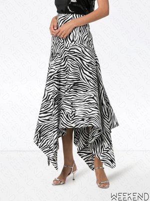 【WEEKEND】 SOLACE LONDON 不規則裙襬 斑馬紋 半身裙 長裙 黑白