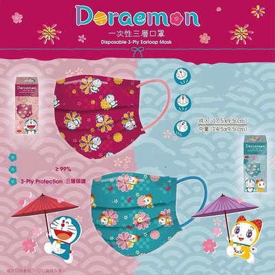 【小圓仔全球購】 香港同款Doraemon叮當機械貓哆啦A夢和風中童成人口罩