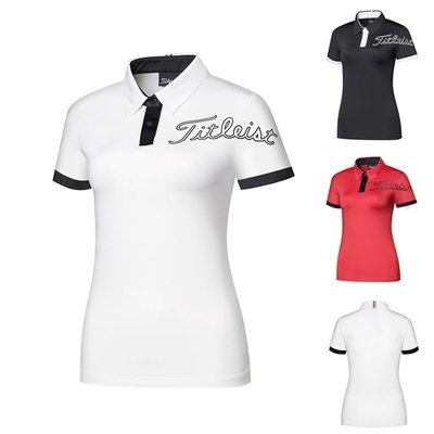 100原廠％Titleist高爾夫 golf服裝女衣服短袖夏季速干戶外運動時尚GOLF修身上衣定制球衣