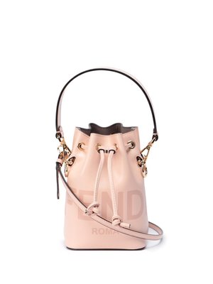 【折扣預購】22春夏正品Fendi Mon Tresor mini bucket小款粉色皮革logo水桶包8BS010
