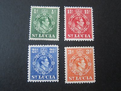 【雲品5】聖盧西亞St Lucia 1943 Sc 110,113,115,117 MH 庫號#BP13 71435