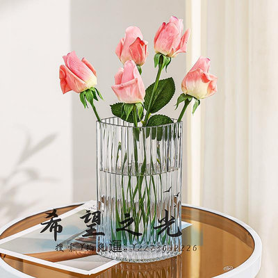 花瓶花瓶擺件客廳插花玻璃透明ins風網紅輕奢高級感水養玫瑰百合鮮花花器