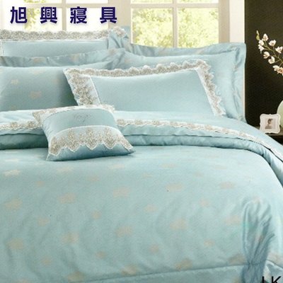 【旭興寢具】專櫃品牌 美國匹馬棉+不生菌纖維棉  雙人5x6.2尺七件式床罩組-LK-982B 台灣製造另有加大