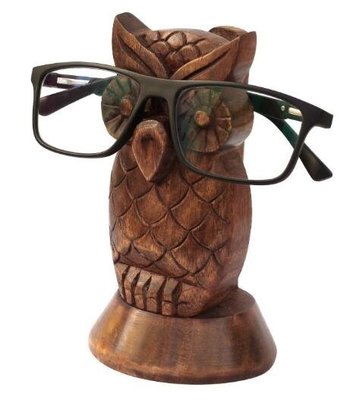歐洲進口 限量品 手工雕刻實木製作木頭製可愛貓頭鷹眼鏡收納架展示架墨鏡收納架擺件裝飾品送禮禮物 6901c