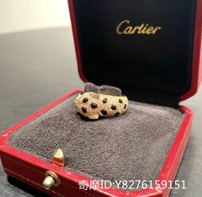 二手正品Cartier 卡地亞 panthere de cartier 滿鉆豹子戒指 豹頭戒指 黃金色 現貨