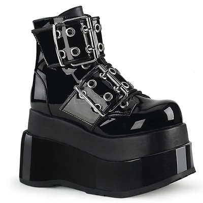 Shoes InStyle《四吋》美國品牌 DEMONIA 原廠正品龐克歌德蘿莉漆皮厚底楔型短靴 有大尺碼『黑色』