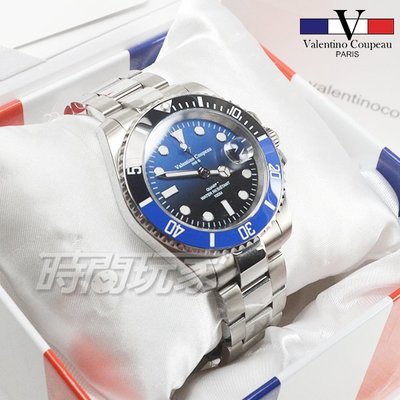 valentino coupeau范倫鐵諾 不鏽鋼 防水手錶 男錶 潛水錶 水鬼 石英錶 日期視窗 V61589B漸層藍